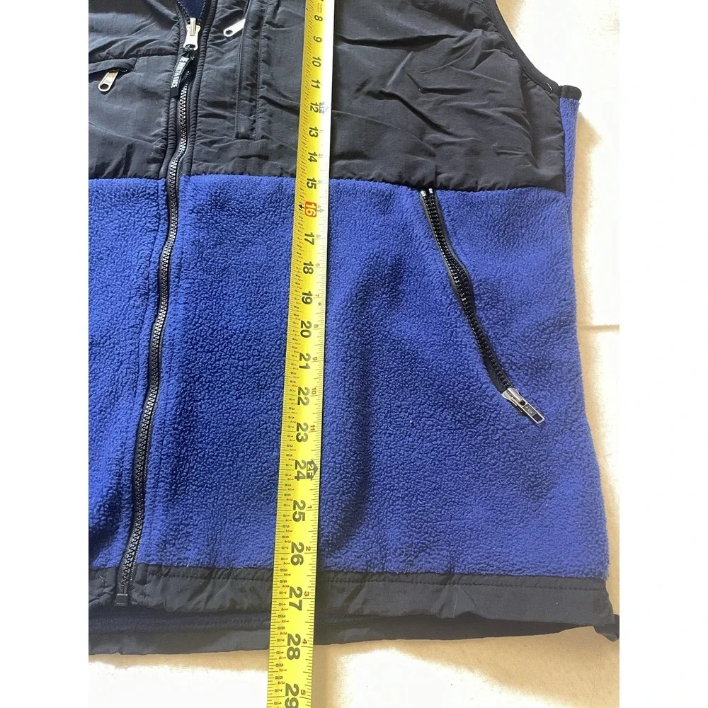 Vintage North Face Denali Vest Men's Size XL Black Blue USA Fleece Zip‎ Pockets